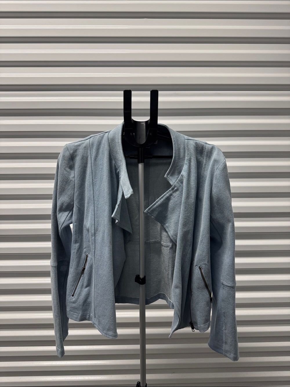 Light Blue Women's Draped Open-Front Jacket